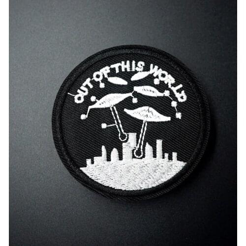 UFO Size: 7.3x7.3cm Iron On Patches Sewing Embroidered Applique for Jacket Clothes Stickers Badge DIY Apparel Accessories