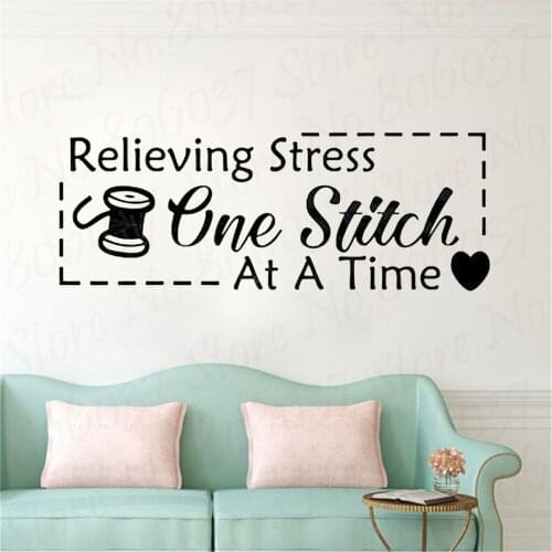 Relieving Stress One Stitch at a Time Wall Decor Vinyl Sticker Decals Sewing Wall Art WL992