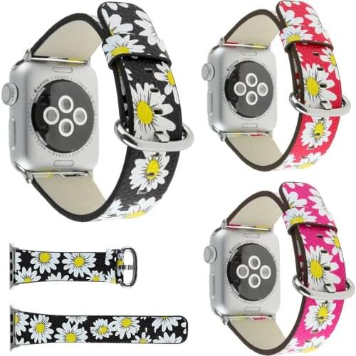 Sun Flower PU Leather Bracelet for Apple Watch Band 42mm 38mm Replacement Strap for iWatch Series 1/2/3 Wristbands