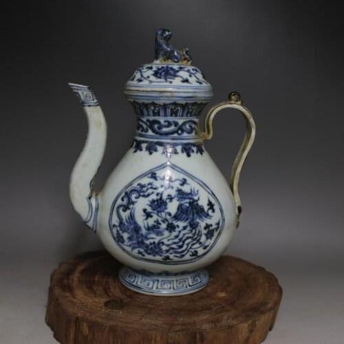 Antique Old Chinese porcelain teapot,Blue&white bottle,handmade crafts,Home Decorations collection & adornment, Free shipping