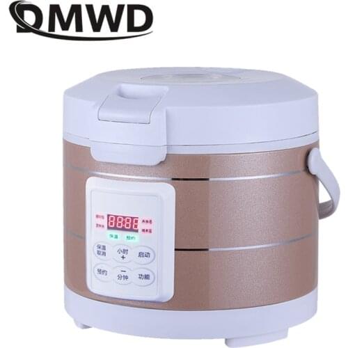 DMWD 3L Intelligent Touch Panel Rice Cooker 12V 24V Car Truck Non-stick Liner With Steamer Reservation food warmer hotpot boiler