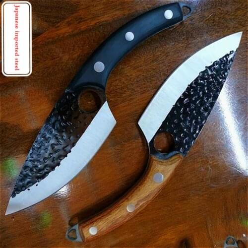 Japan import hand forged hammer grain bone shaving knife fish cutter blade butcher knife carbon steel kitchen meat cleaver