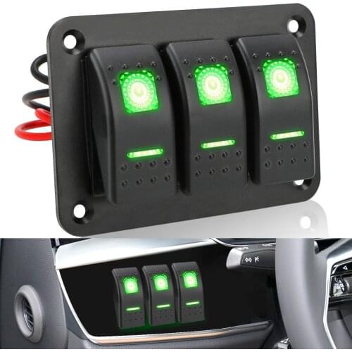 Overload Protection DC 12V/24V With Icon Sticker Car Truck Marine Ship Circuit Breaker ON/OFF Lights 3 Gang Rocker Switch Panel