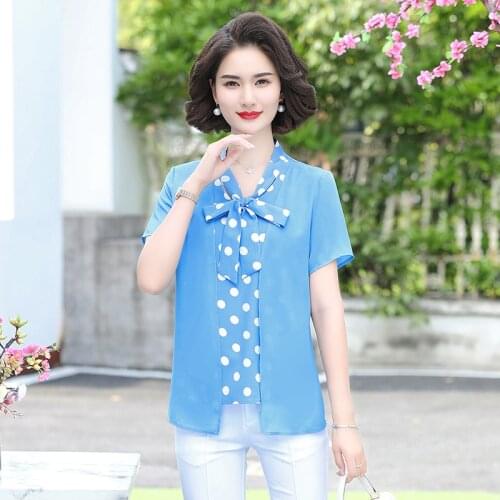 Oversized Summer Womens T-shirt 2021 New Polka Dot Print Bow V Neck Tops Plus Size 4XL Casual Female Short Sleeve Tee Pullover