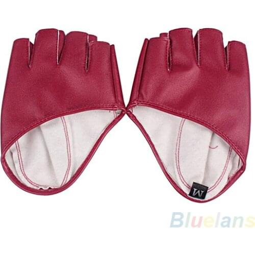 Lady Fashion Faux Leather Half Finger Gloves Driving Pole Dancing Show Gloves