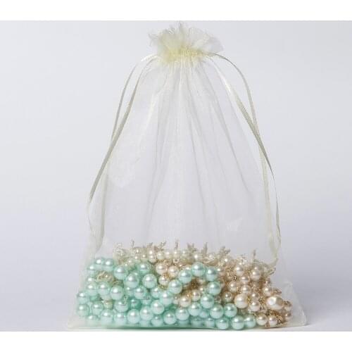 100pcs/bag Beige Jewelry Bag 17x23cm Organza bag Wedding Birthday Party Favor Holder Jewelry Packaging Display & Jewelry Pouches
