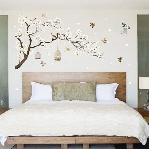 187*128cm Big Size Tree Wall Stickers Birds Flower Home Decor Wallpapers for Living Room Bedroom DIY Vinyl Rooms Decoration