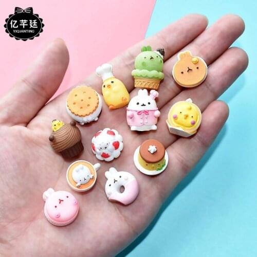 20Pcs Simulation 3D Cartoon Dessert Resin Cabochon Embellishments For Scrapbooking Decoration Miniature Dollhouse Accessories