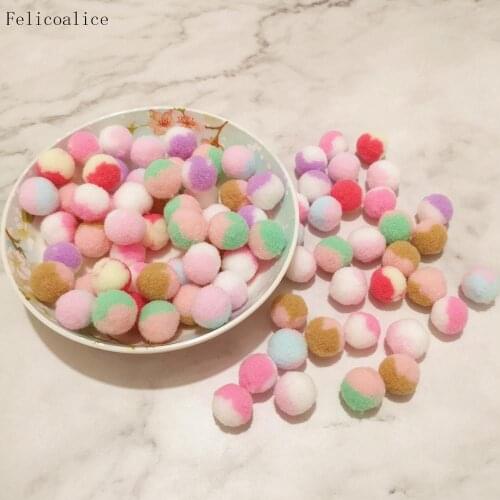 50pcs 15mm/0.59inch Mini Fluffy Soft Two Colors Pom Poms Pompoms Ball Handmade Kids Toys DIY Sewing Craft Supplies