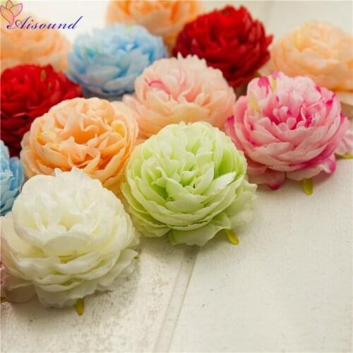 50pcs Artificial Flower Head Silk Peony For Wedding Decoration DIY Flower Wall Party & Festival Decor Corsage Supplies Flori