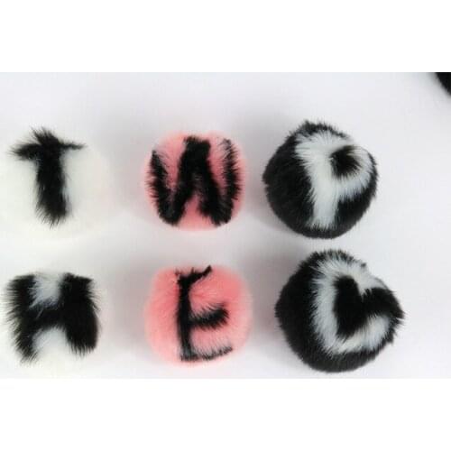 9cm DIY 26 Letters Faux Fur Pom Pom Pompons Ball for Women bag Accessories