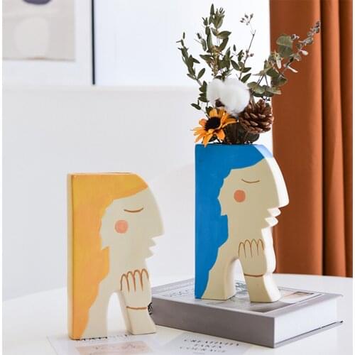 Ceramic Abstract Vase Decorative Head Shape Vase Decoration Ornaments