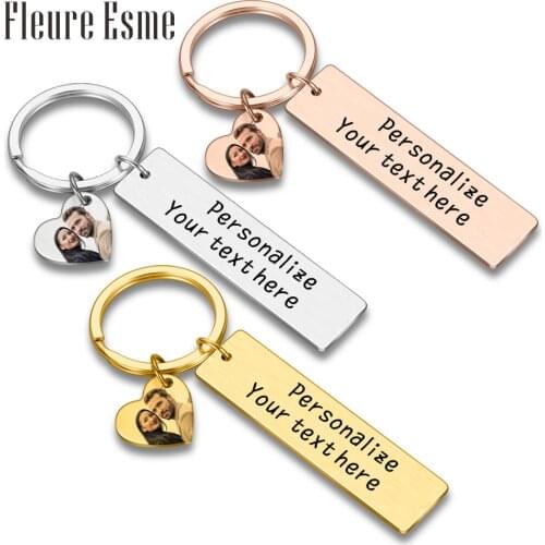 Custom Couple Keychain for Boyfriend Girlfriend Engraved Private Photo Name Text Keyring Wedding Anniversary Gifts