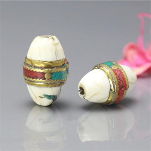 NBB295 Nepal Brass Golden Belt Wrapped Old Conch Shell Beads 25-30mm Tibetan Hand Beads