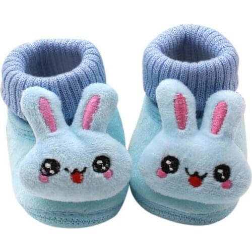 Baby cute big eye rabbit 3D cartoon cotton shoes Cotton Soft-Soled keep warm Anti-Slip First Walkers