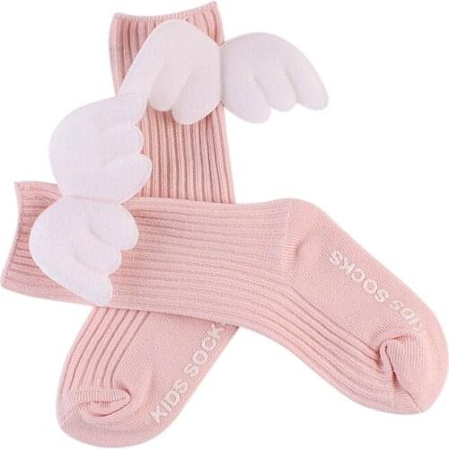 Baby Girls Princess Angel Wings Soft Cotton Lace Socks Kids Long Knee High Leg Warmers 0-4 Years Newborn Infant Baby Socks L0153