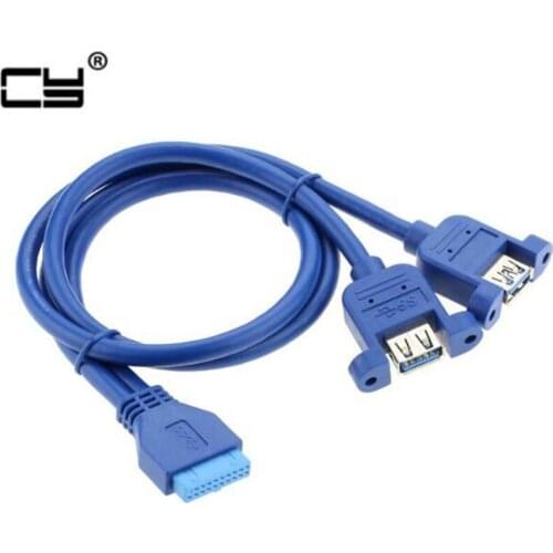 Double Dual Port USB 3.0 Female Screw Mount Panel Type to Motherboard 20Pin extension adapter 0.3m 0.5m 0.8m Cable