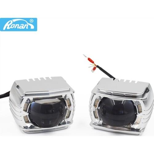 Ronan 12V 34W LED High Beam Projector Lens Retrofit H1 H4 H7 9005 9006 Motorcycle Car Headlight White Yellow DRL Angel Eyes