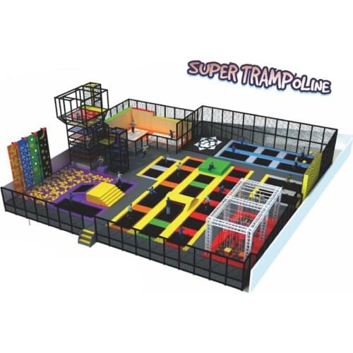 Customized fitness trampoline park with rocking climbing/Ninja item/coin operated games