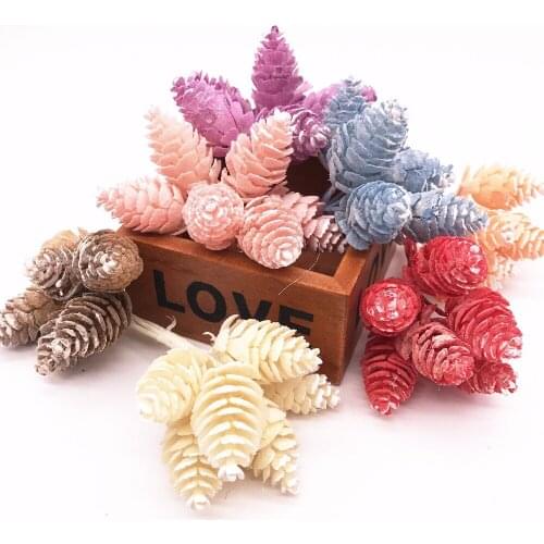 6pcs Artificial Flowers Plastic Pineapple Grass Artificial Pine Nuts Cones for Wedding Christmas Decoration DIY scrapbooking