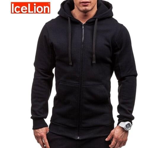 IceLion Spring Hoodies Men Solid Zipper Sweatshirts Cardigan Slim Fit Hoodie Sportswear Fashion Casual Tracksuit Dropshipping