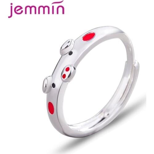 High Quality Cute Pig 925 Sterling Silver Finger Rings For Women Fashion Adjustable Ring Pink Animal Jewelry Party Gifts