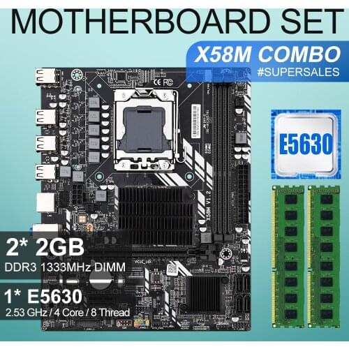 X58 x58M motherboard set with LGA 1366 xeon combos E5630 cpu 2 pcs x 2gb = 4gb ddr3 ram 1333hz pc3 10600 DIMM