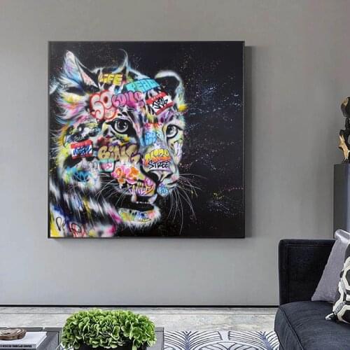Colorful Tiger Graffiti Art Canvas Painting Animal Posters and Print on The Wall Art Picture for Living Room Modern Home Decor
