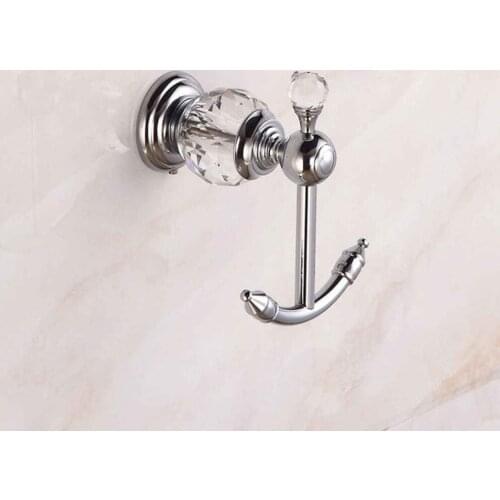 Robe Hooks Crystal Brass Robe Hook Bathroom Hangings Towel Rack Wall Mounted Clothes Coat Hook Bathroom