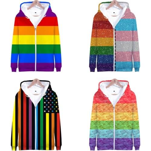 LGBT Fashion 3D Print Hoodies Men Women Rainbow Flag Lesbians Gays Zipper Hoodie Casual Long Sleeve Jacket Coat Clothes