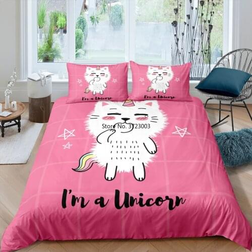 Cute Pet Kitten Deluxe Princess Bedroom Decorative Bedding Set Cartoon Down Quilt Cover Pillowcase for Bedding