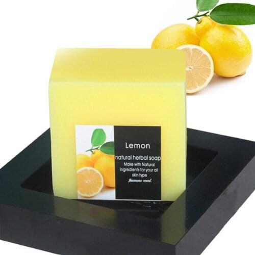 Handmade Lemon Soap Cleaner Removal Pores Acne Treatment Body Soap Whitening Shower Moisturizing E0Z6