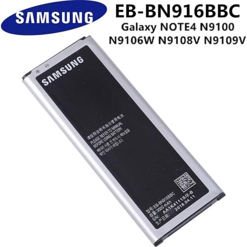Original Samsung Battery EB-BN916BBC For Samsung GALAXY NOTE4 N9100 N9108V N9109V N9106W NOTE 4 Genuine Battery with NFC 3000mAh