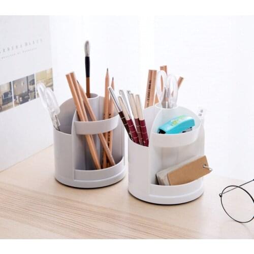 Fashionable And Simple Rotatable Storage Box Plastic Insert Tube Creative Pen Holder Toothbrush Dental Set Storage Gift