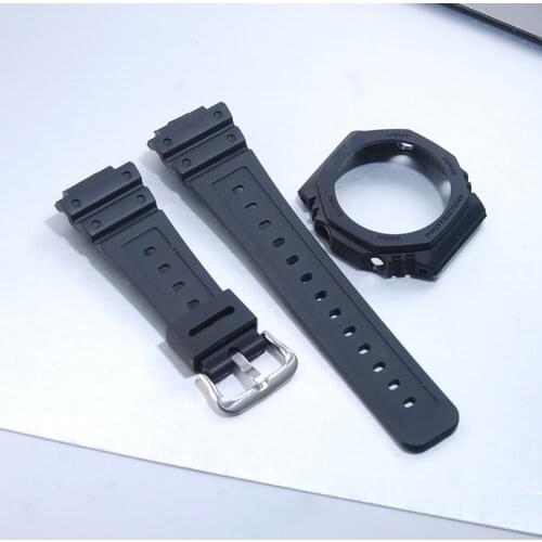 Black Resin Watchband + Case for GA2100 GA-2100 GA2110 Protect Case Kit Mens waterproof sports watch belt