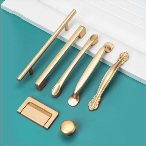 Sand Gold Luxury Cabinet Door Handle Modern Wardrobe Drawer Knob European Style Kitchen Furniture Handle Home Decoration