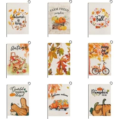 Garden Flag Autumn Seasonal Banner Happy Fall Decoration Christmas Party decor Festival Pumpkin Flag No flagpole