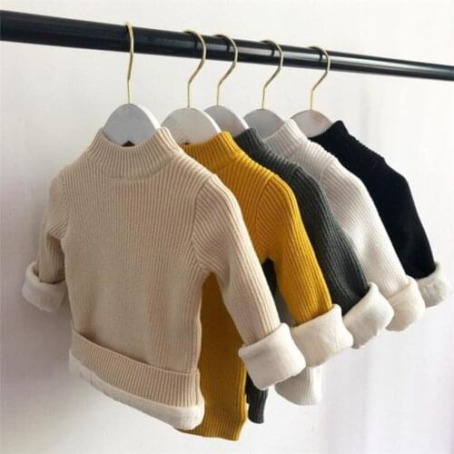 Sweater for Boy Girls Pullover Top Turtleneck Knitted Autumn Winter Children Bottoming Sweater Thicken Warm Clothes for Girls