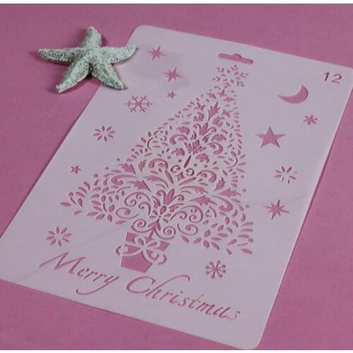 Christmas Stencils Reusable For Wall Bullet Journal Accessories Scrapbooking Embossing Paper Card Decor Cake Painting Template