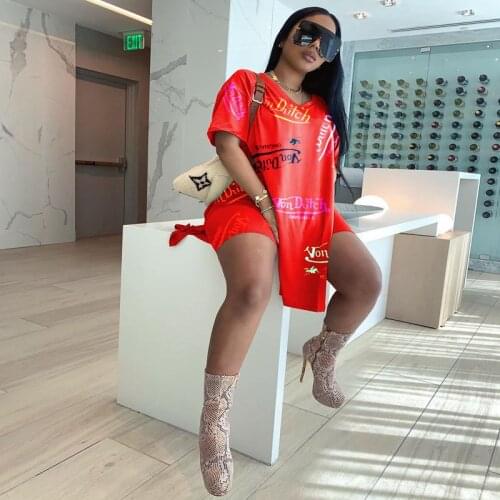 Summer Clothes Two Piece Set Women Fashion Print Short Sleeve Loose Top+Shorts Sets Fitness Club Outfits Streetwear Wholesale