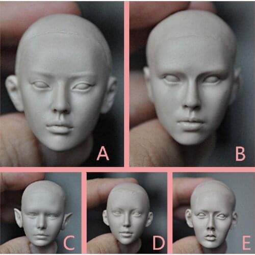 1/6 Scale White Head Sculpture Model Wave Phantom Killer Asian European Beauty Female Elf Head for 12 inch Action Figure Body
