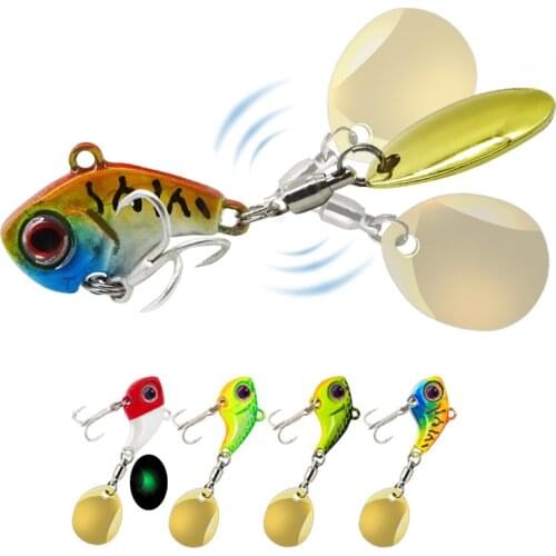 1Pcs Rotating VIB Fishing Lures Vibration Spinner Spoon Artificial Sinking Bait 8g16g21g Winter Ice Lures Fishing Tackle