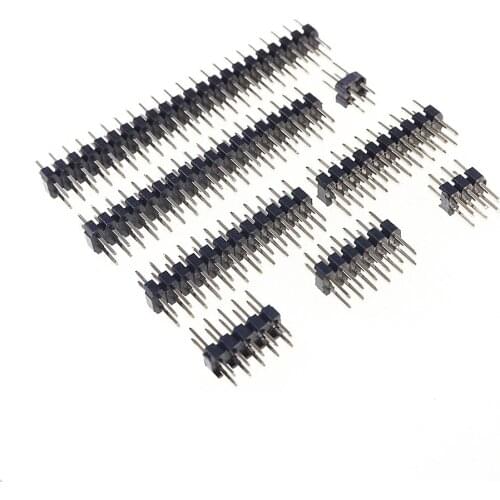 1000pcs 2.54mm 0.100" PCB Header Male Dual Row Pin Header through hole straight 2x2P 4 6 8 10 12 14 16 20 26 30 40 50 60 80 Pin
