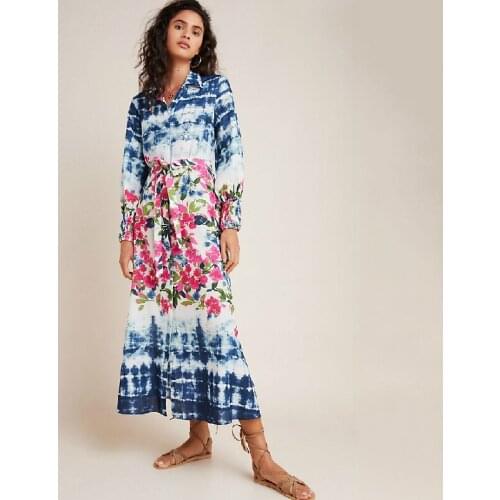 2020 Boho Bikini Cover-ups Cotton Tunic Bohemian Printed Summer Beach Dress Elegant Women Beach Wear Bathing Suit Cover Up Q1095