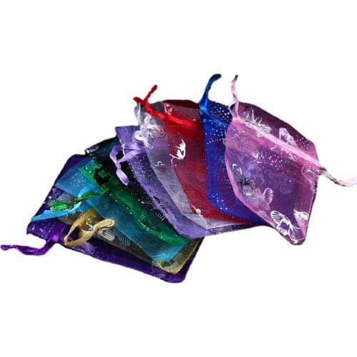 50pcs/lot Small Organza Bags Jewelry Pouches Wedding Party Favors Decoration Drawable Bags Gift Packaging Bags Packaging Supply