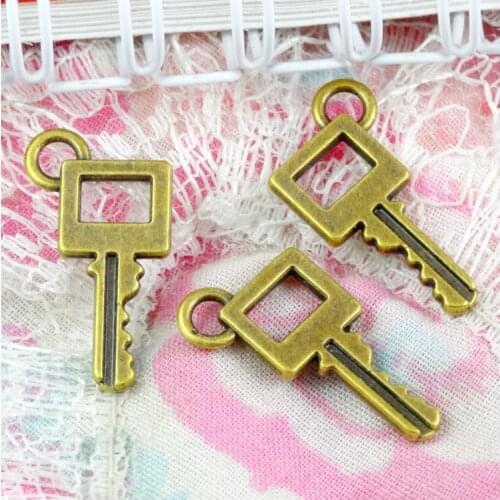 80pcs 21.5*11.7MM Antique Bronze Plated Key Charms Pendant DIY Jewelry Making Findings