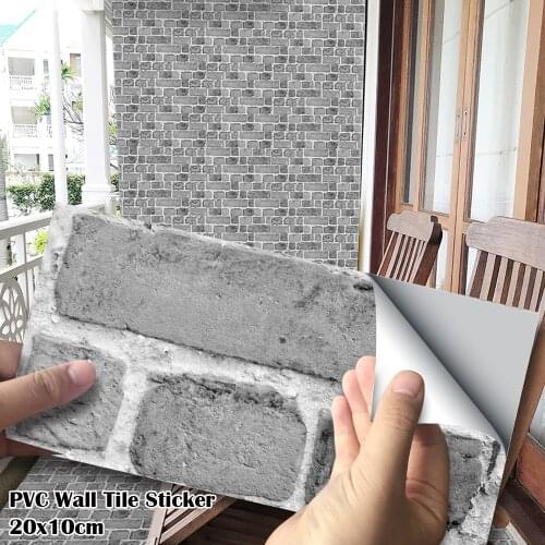 9Pcs/Pack Grey Mosaic Bricks Self-adhesive PVC Wall Stickers DIY Bathroom Kitchen Wall Tile Stair Sticker 20x10cm