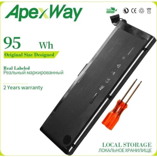 Apexway 95Wh Laptop Battery For apple A1309 A1297 MacBook Pro 17" MC665ZP/A MC226CH/A MC725J/A MC226*/A+screwdrivers