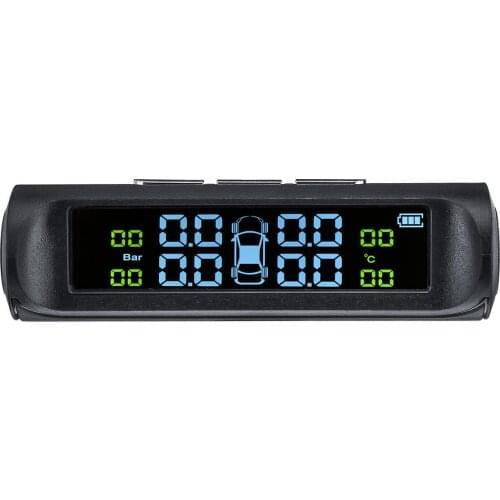 Wireless Solar TPMS Car Tire Pressure Monitor System + 4 External Sensors 0-5 Bar