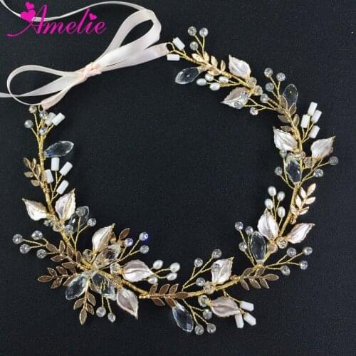 Big Crystal Small Beads Handmade Wedding Hairbands Party Prom Hair Accessories Wedding Pearl Crystal Hair Vine Foliage Headpiece